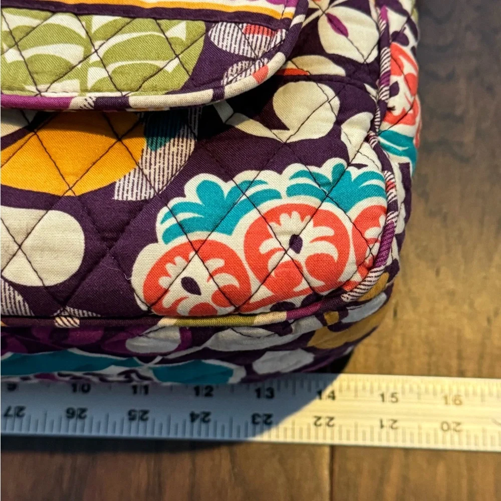 Vera Bradley Retired Messenger/Computer Bag in the Plum Crazy pattern.